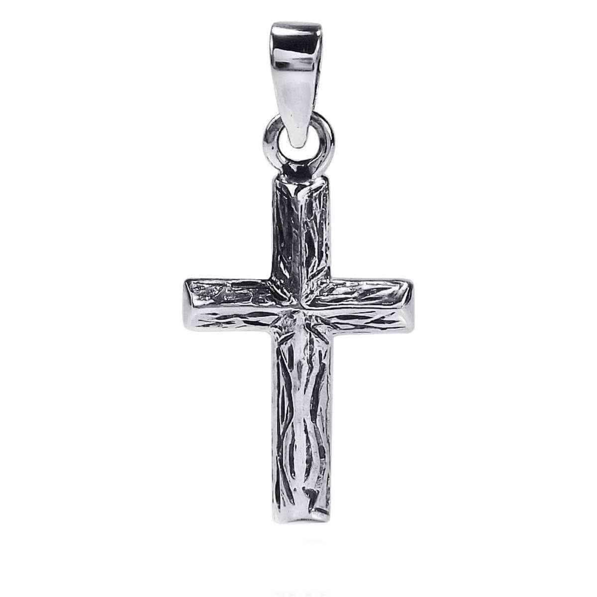 Handmade Textured Dainty Cross of Faith .925 Sterling Silver Pendant (Thailand) UK