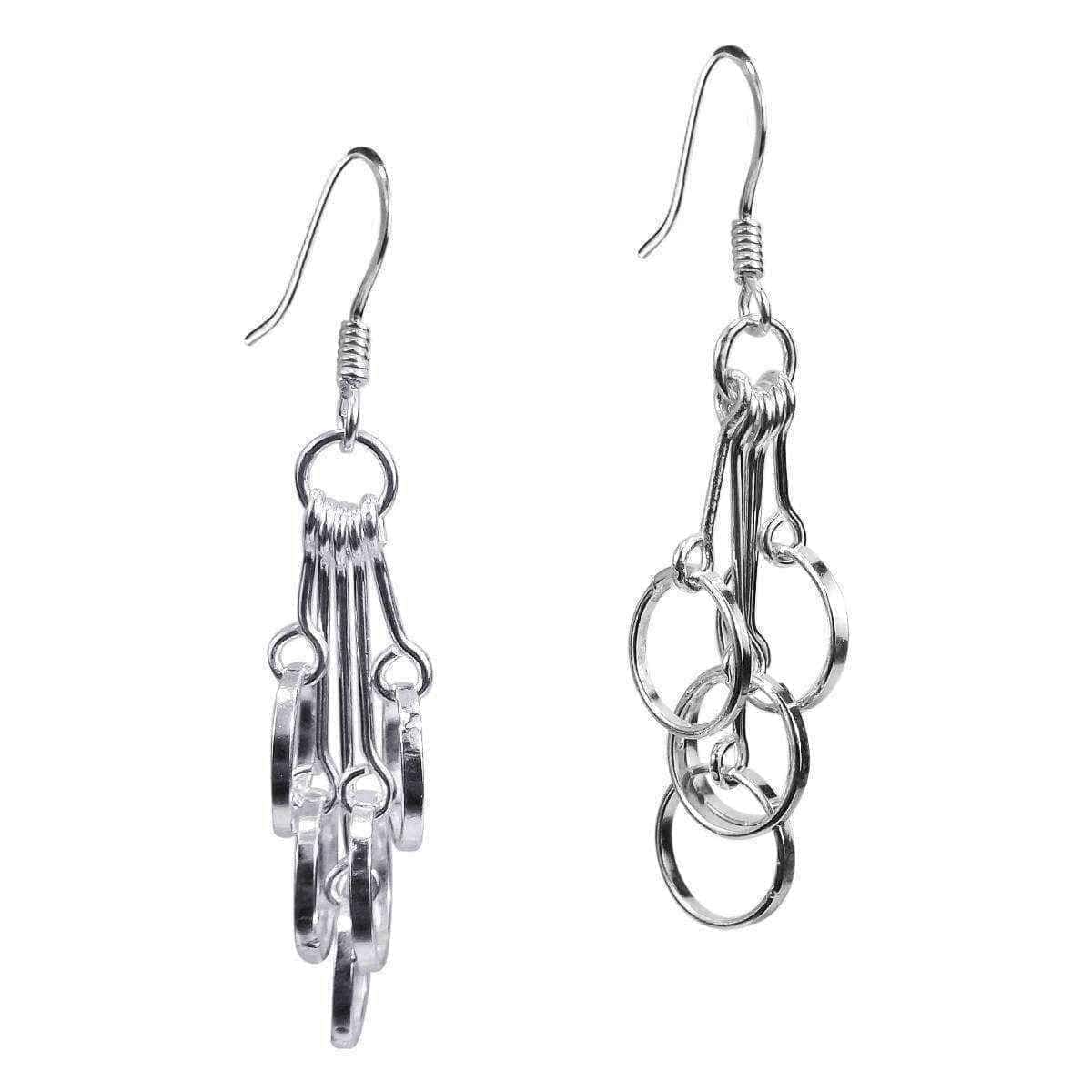Handmade Trendy Five Cascading Circles .925 Silver Earrings (Thailand) UK