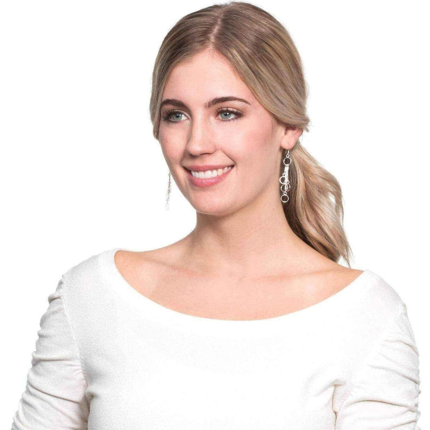 Handmade Trendy Five Cascading Circles .925 Silver Earrings (Thailand) UK