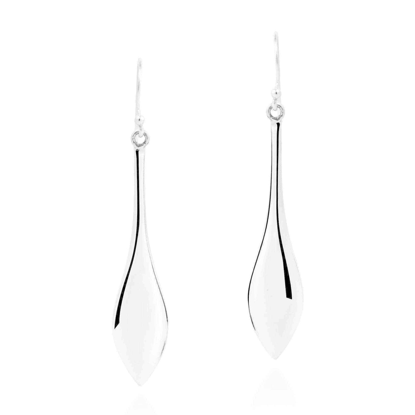 Handmade Trendy Long Elongated Teardrop .925 Silver Dangle Earrings (Thailand) UK