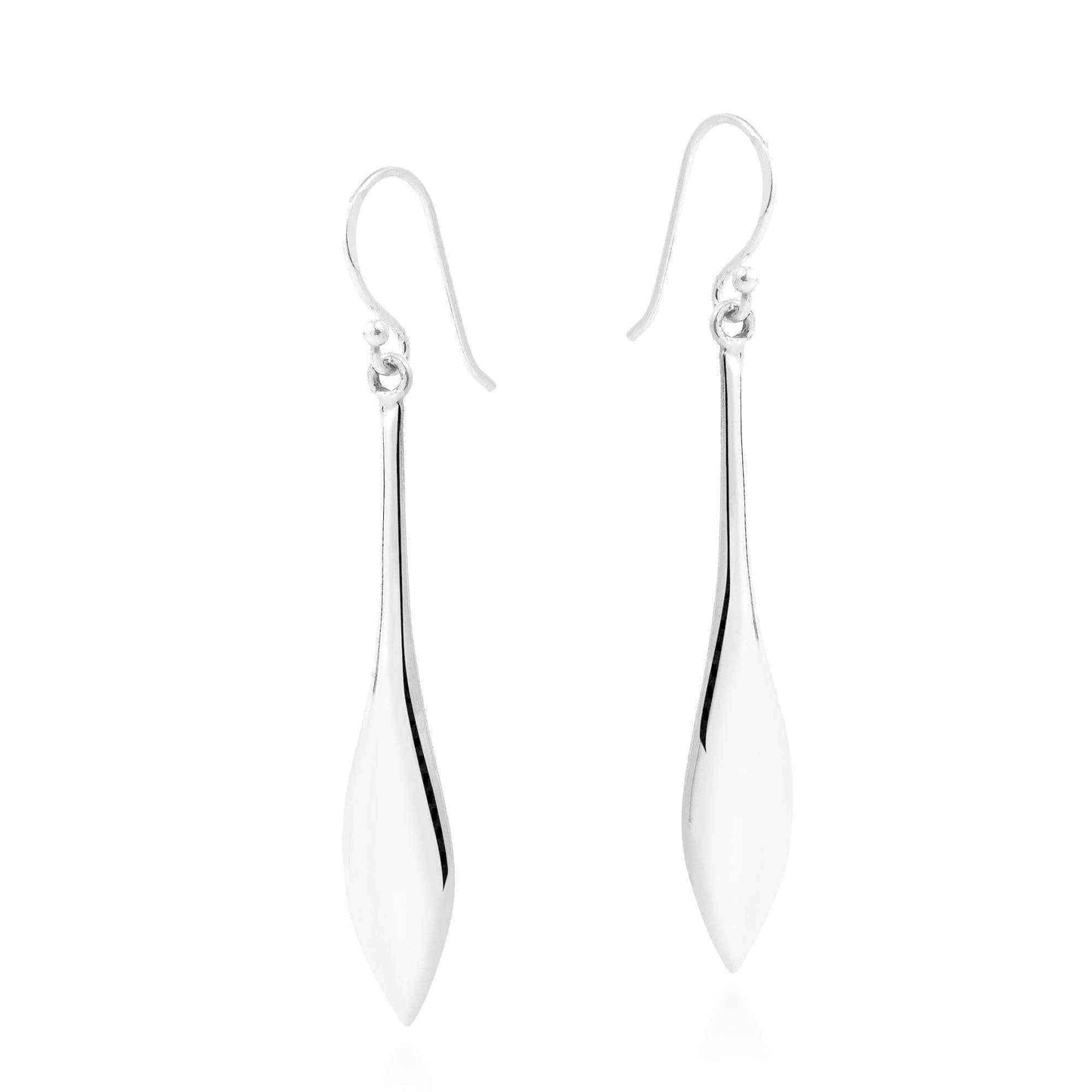 Handmade Trendy Long Elongated Teardrop .925 Silver Dangle Earrings (Thailand) UK