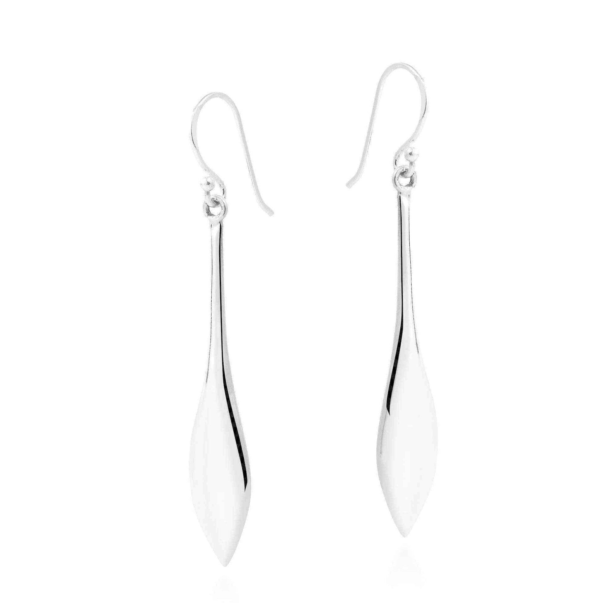 Handmade Trendy Long Elongated Teardrop .925 Silver Dangle Earrings (Thailand) UK