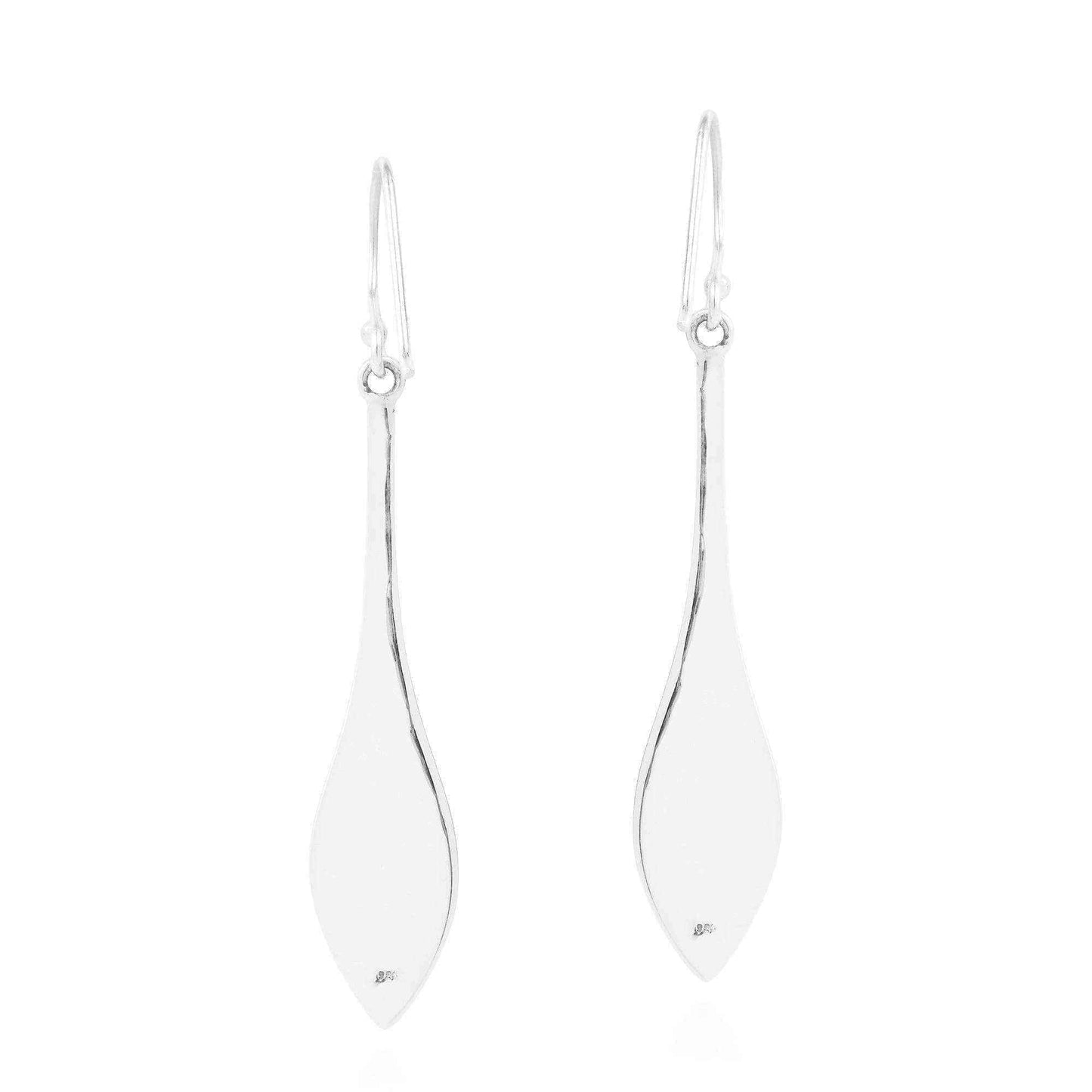 Handmade Trendy Long Elongated Teardrop .925 Silver Dangle Earrings (Thailand) UK