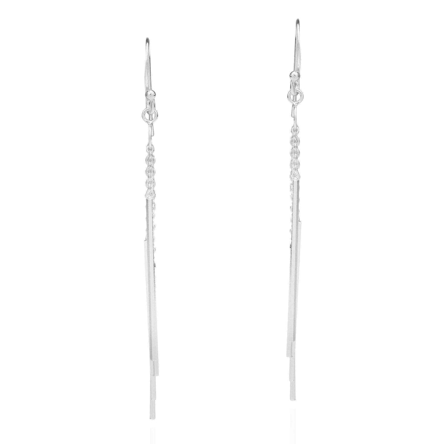 Handmade Trendy Stranded Stick Drop Sterling Silver Dangle Earrings (Thailand) UK