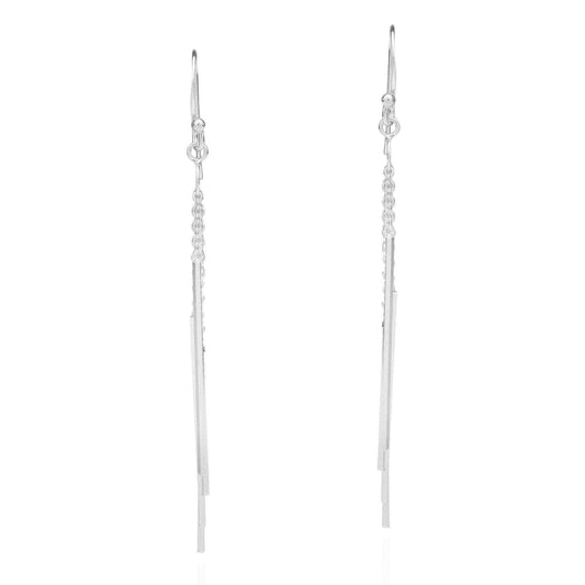 Handmade Trendy Stranded Stick Drop Sterling Silver Dangle Earrings (Thailand) UK