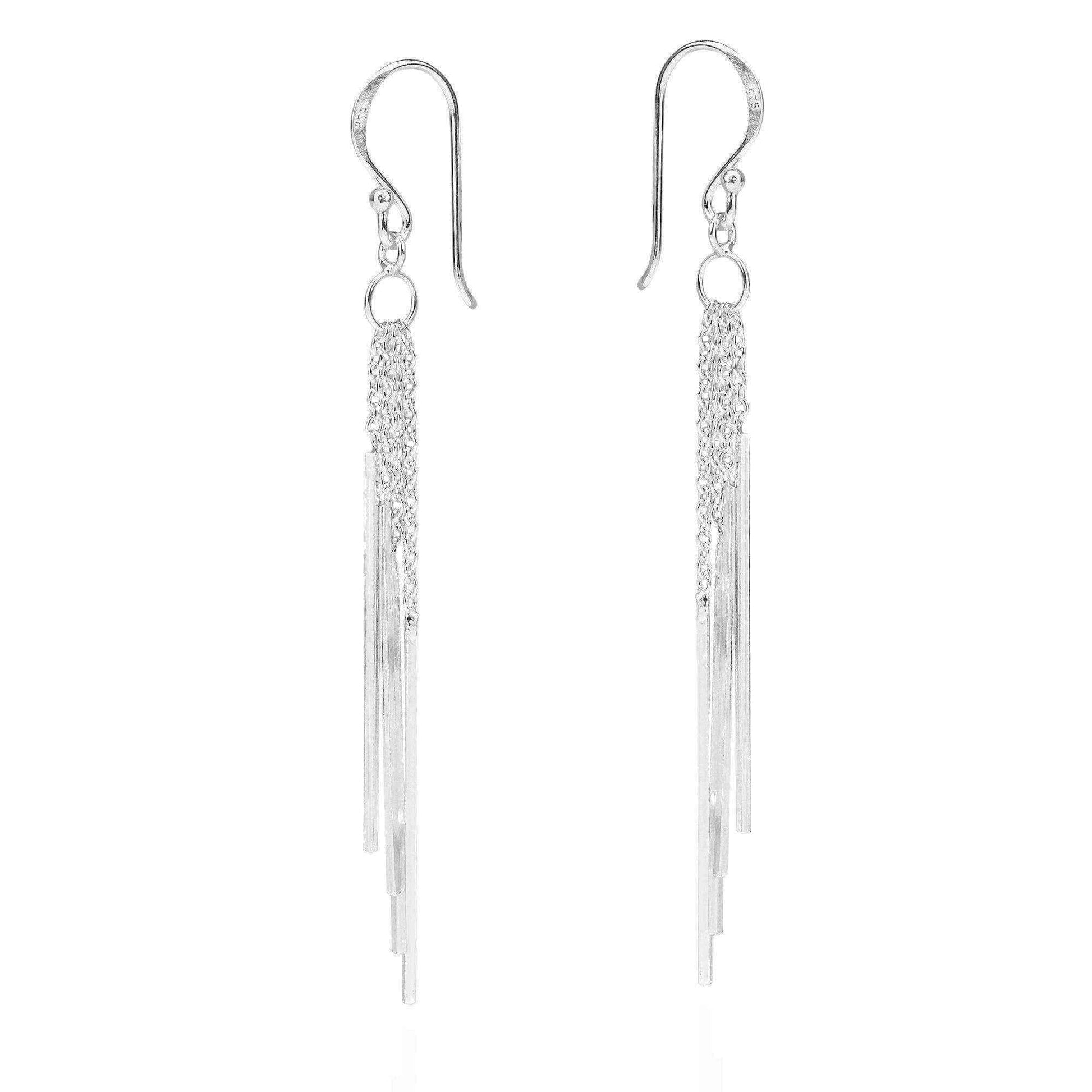 Handmade Trendy Stranded Stick Drop Sterling Silver Dangle Earrings (Thailand) UK
