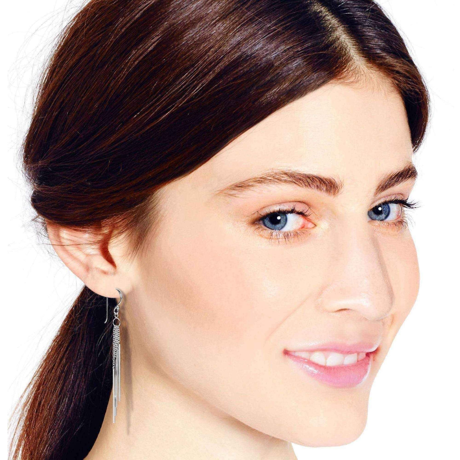 Handmade Trendy Stranded Stick Drop Sterling Silver Dangle Earrings (Thailand) UK