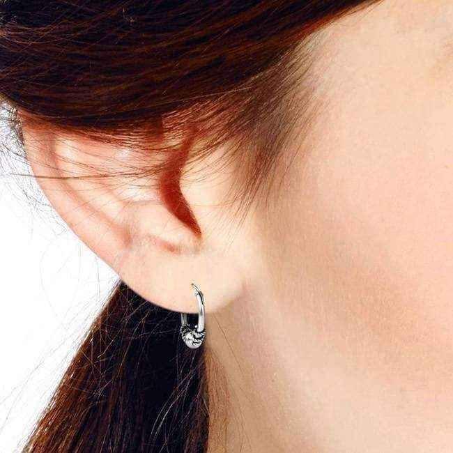 Handmade Twist Bali Bead 14mm Hoop .925 Silver Earrings (Thailand) UK