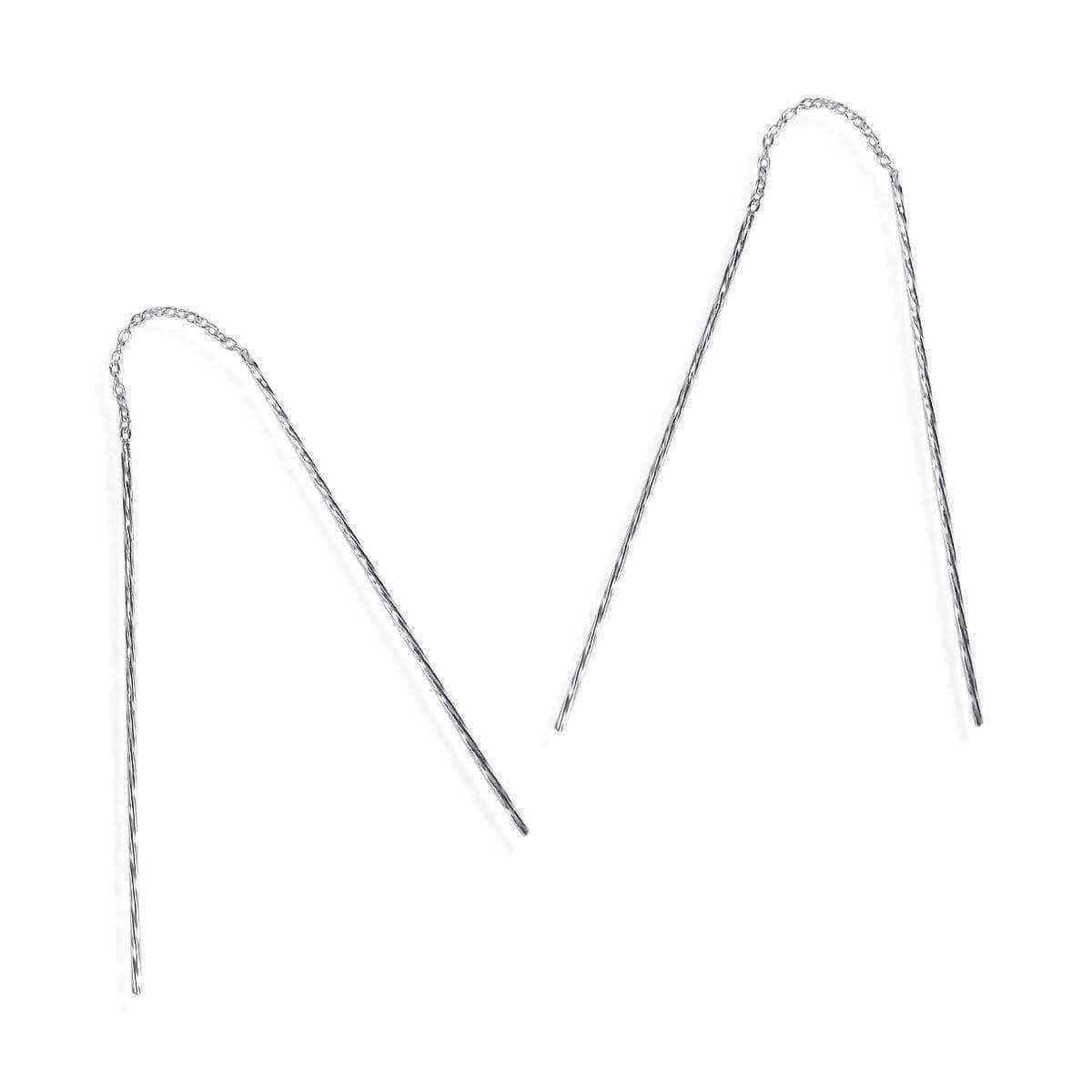 Handmade Twisted Stick Ear Thread Slide Through 925 Silver Earrings (Thailand) UK