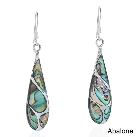 Handmade Vintage Streak Stone Teardrop Sterling Silver Earrings (Thailand) UK