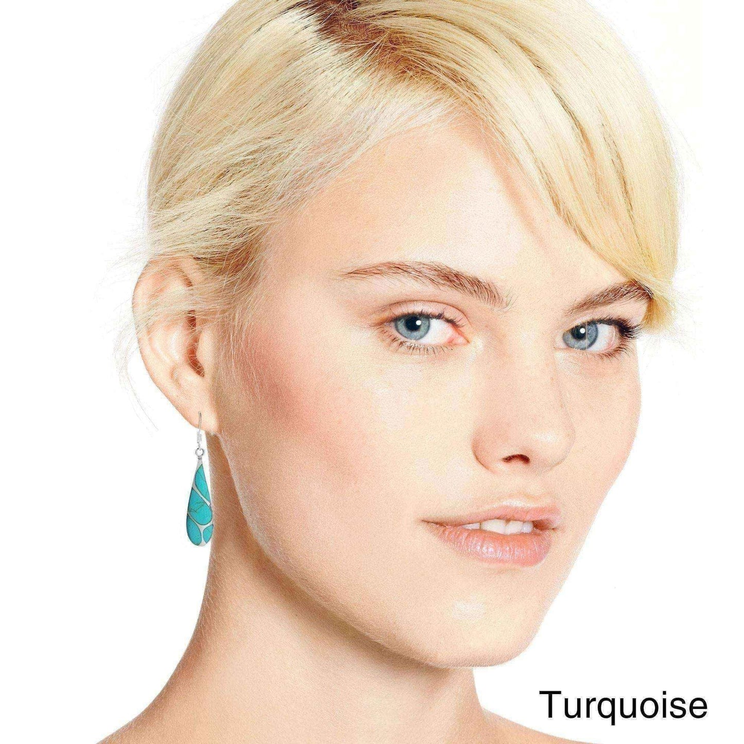 Handmade Vintage Streak Stone Teardrop Sterling Silver Earrings (Thailand) UK