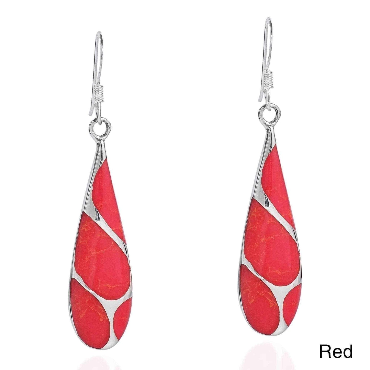 Handmade Vintage Streak Stone Teardrop Sterling Silver Earrings (Thailand) UK