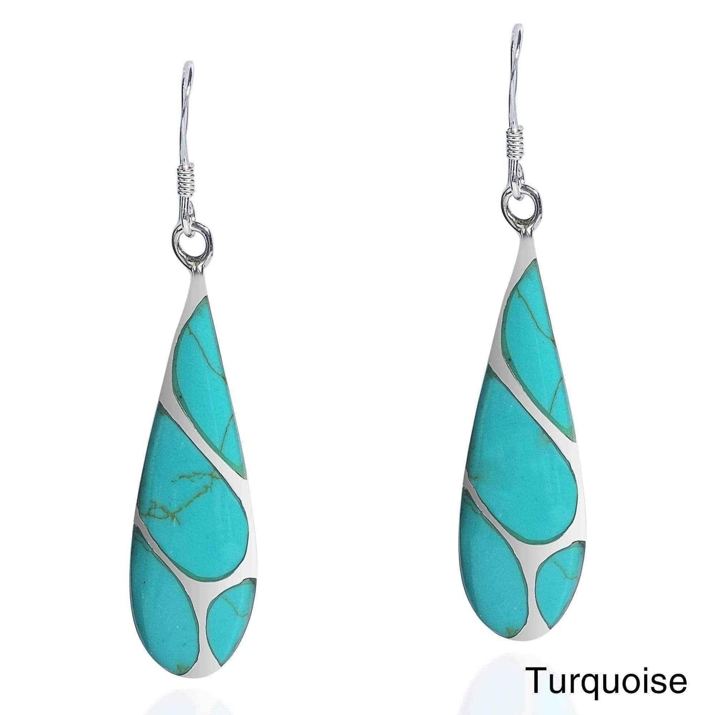 Handmade Vintage Streak Stone Teardrop Sterling Silver Earrings (Thailand) UK