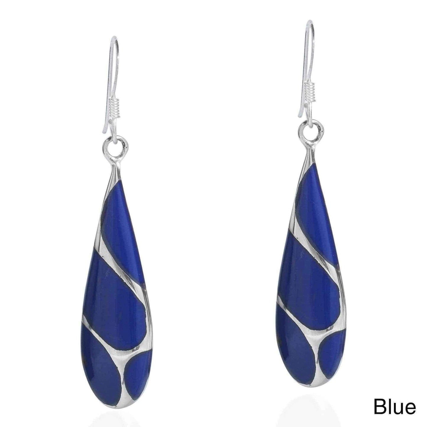 Handmade Vintage Streak Stone Teardrop Sterling Silver Earrings (Thailand) UK