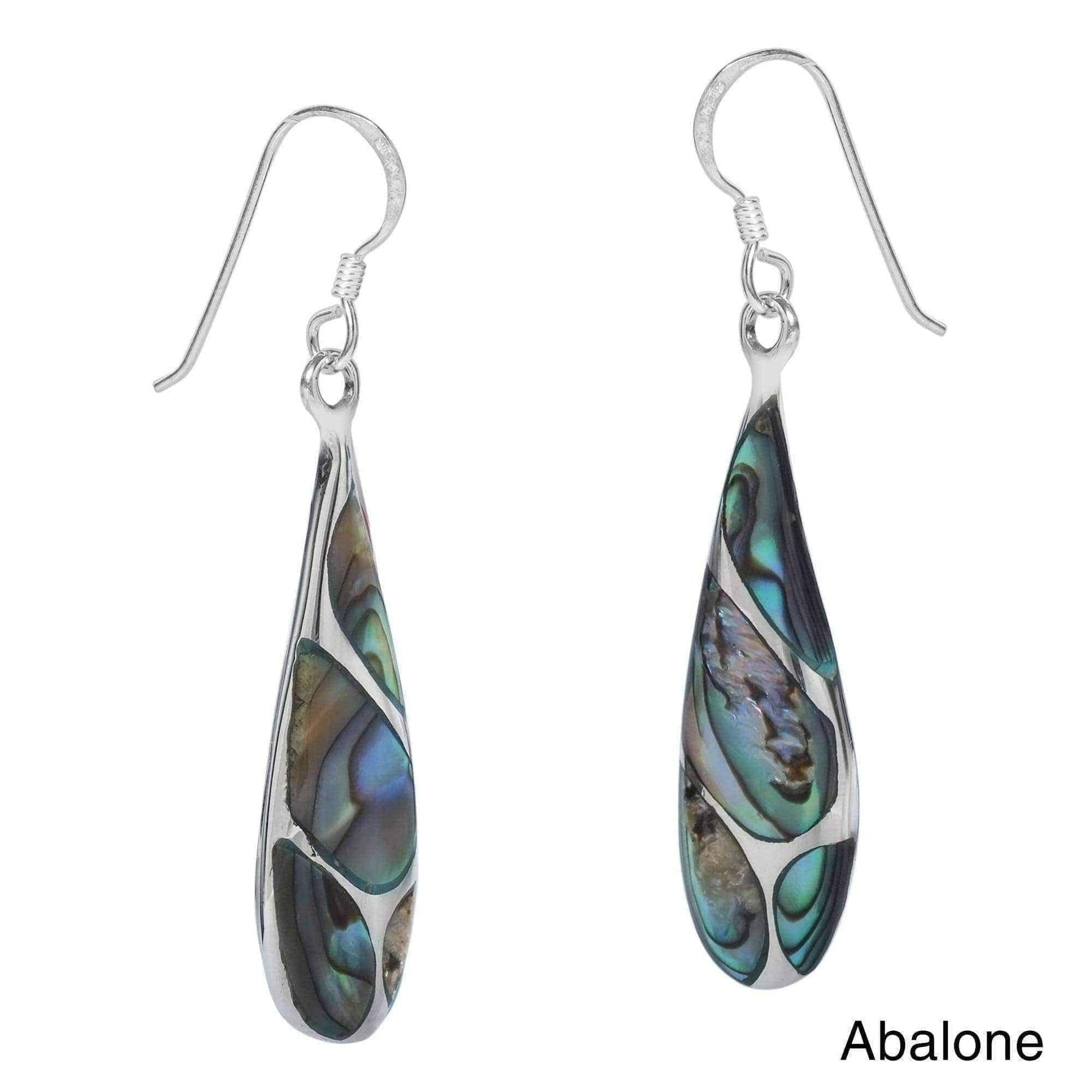 Handmade Vintage Streak Stone Teardrop Sterling Silver Earrings (Thailand) UK