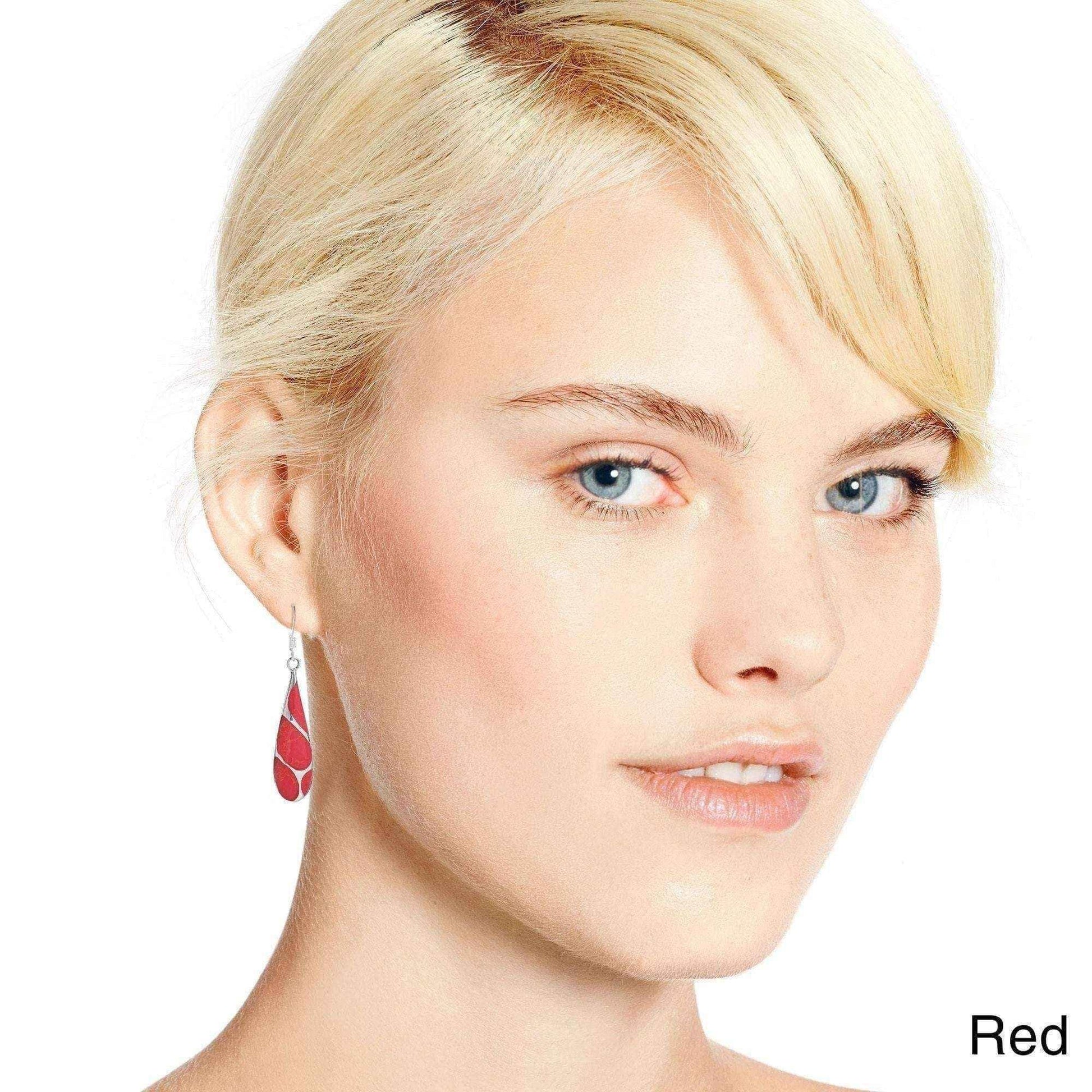 Handmade Vintage Streak Stone Teardrop Sterling Silver Earrings (Thailand) UK