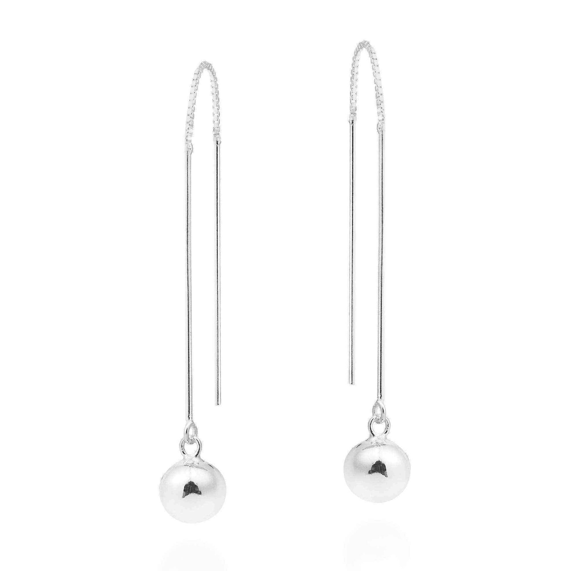 Handmade Wand Stick Ear Thread Slide Sterling Silver .925 Earrings (Thailand) UK