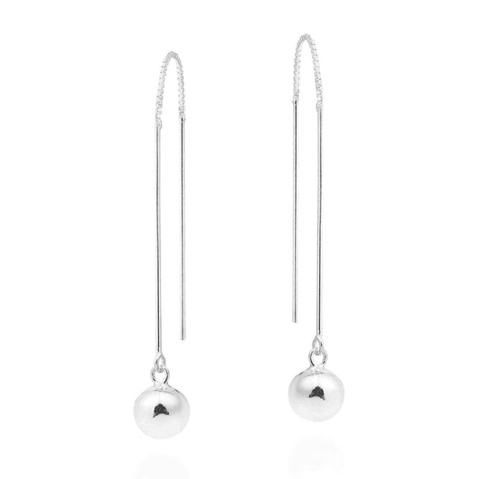 Handmade Wand Stick Ear Thread Slide Sterling Silver .925 Earrings (Thailand) UK