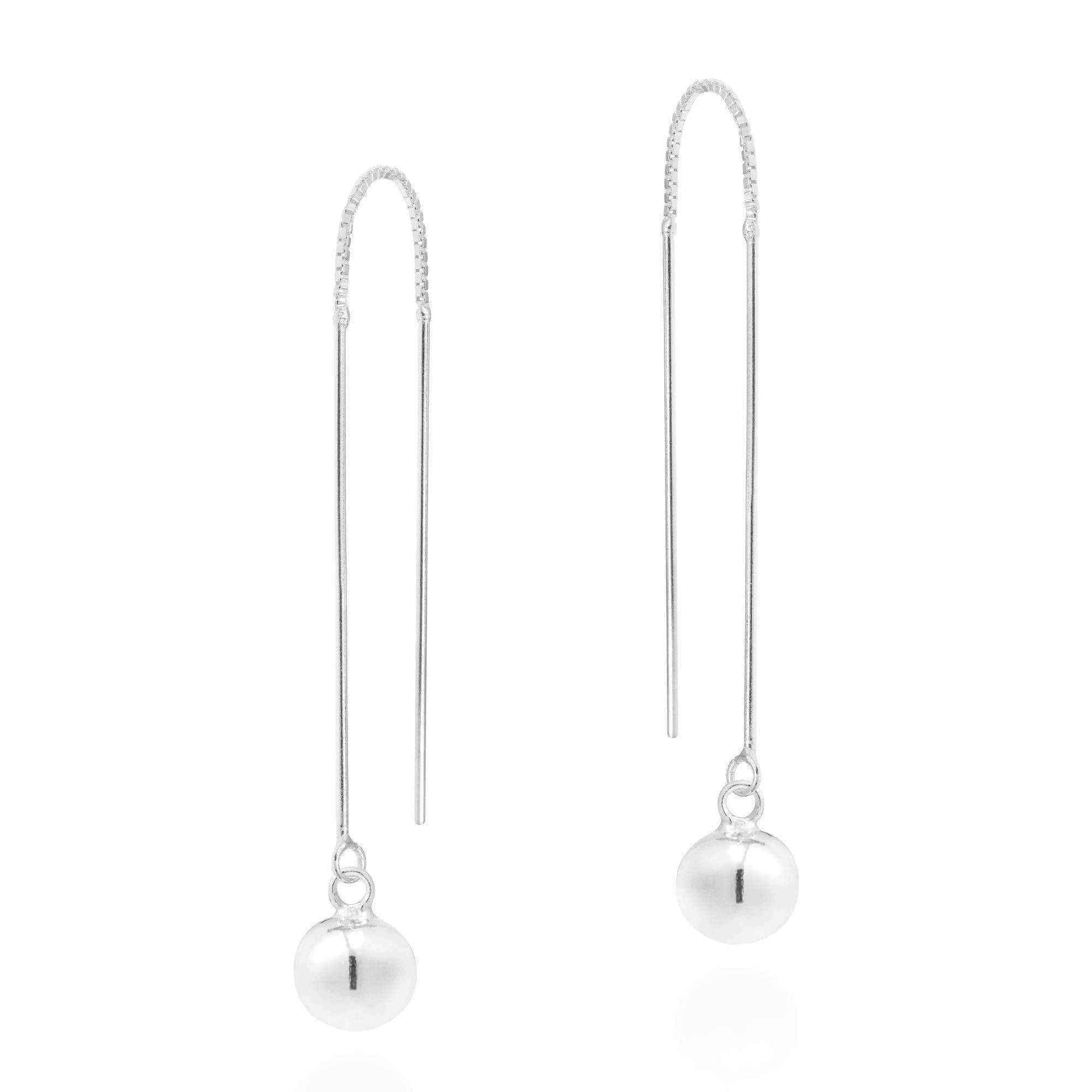 Handmade Wand Stick Ear Thread Slide Sterling Silver .925 Earrings (Thailand) UK