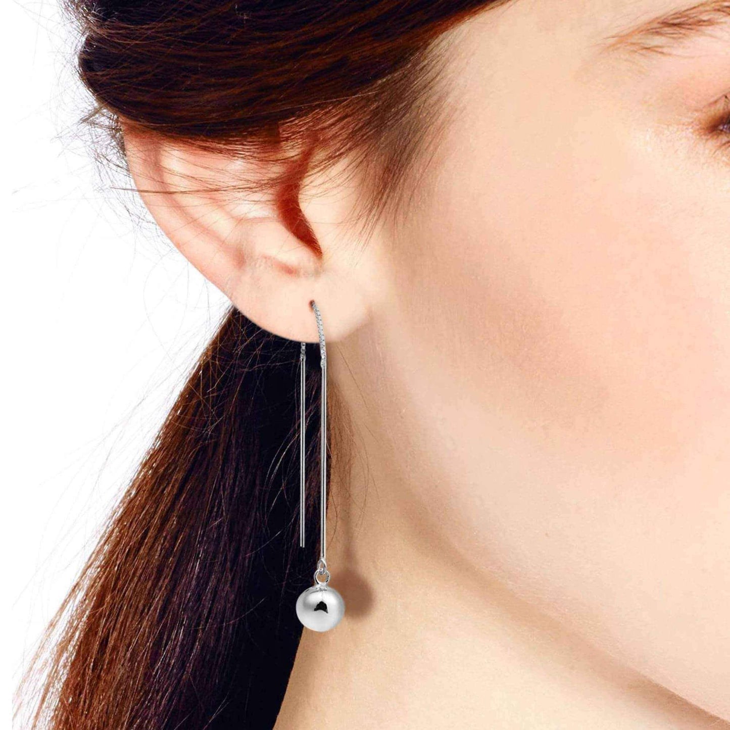 Handmade Wand Stick Ear Thread Slide Sterling Silver .925 Earrings (Thailand) UK