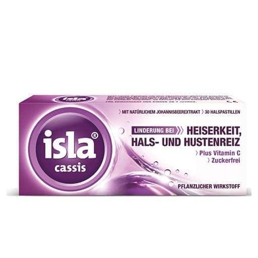 ISLA CASSIS dry mouth, sore throat pastilles UK