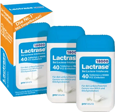 LACTRASE, lactose intolerance, 18,000 FCC tablets in dispenser double pack UK