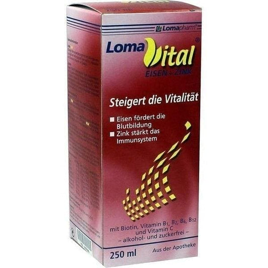 LOMAVITAL iron, zinc liquid, Elderberry, sea buckthorn, biotin, B1, B2, B6, B12, vitamin C UK