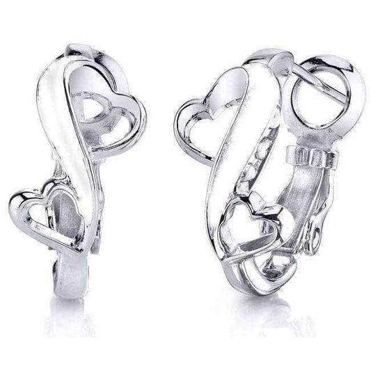 Love Grows Sterling Silver Dual Heart Hoop Earrings UK
