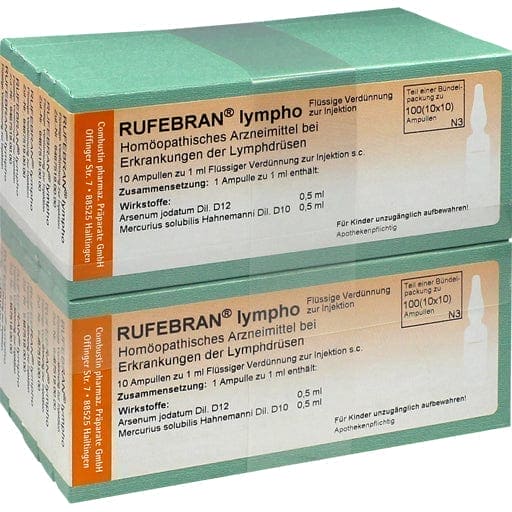Lymph glands, treatment of inflammation, RUFEBRAN lympho ampoules UK