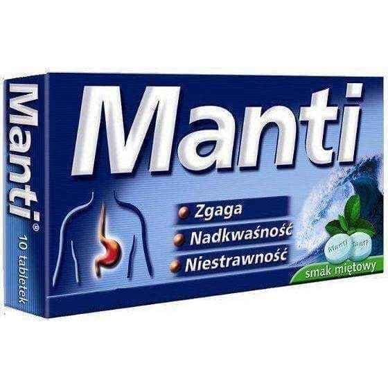 MANTI x 32 tabl. sucking or chewing, duodenal ulcer, gastritis symptoms UK