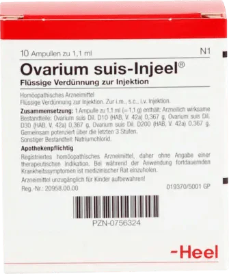 Mastodynia, osteomalacia, nymphomania, neurosis, depression, OVARIUM SUIS Injeel ampoules UK