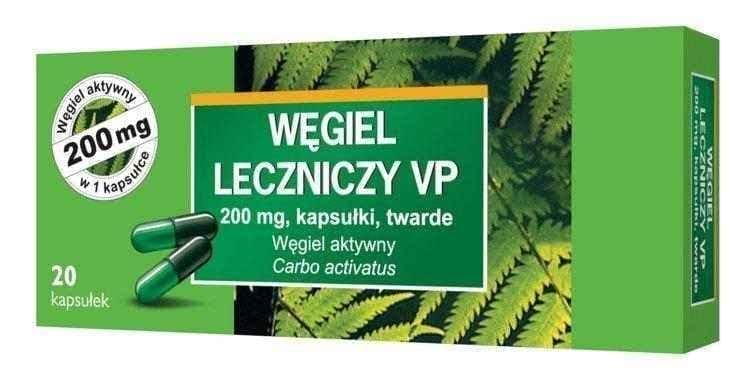 Medicinal charcoal VP 200mg x 20 capsules UK