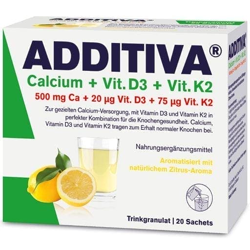 Menaquinone-7, calcium carbonate, ADDITIVA Calcium+D3+K2 Granules UK