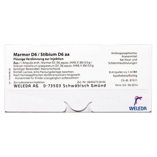 Menstrual disorders and nosebleeds, MARBLE D 6, Stibium D 6 aa ampoules UK