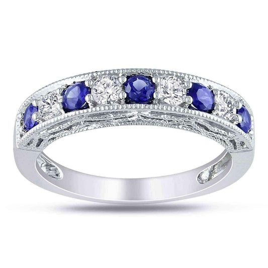 Miadora Sterling Silver White Sapphire and Gemstone Stackable Anniversary Ring UK