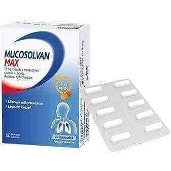 Mucosolvan Max 75mg x 20 capsules, ambroxol hydrochloride UK