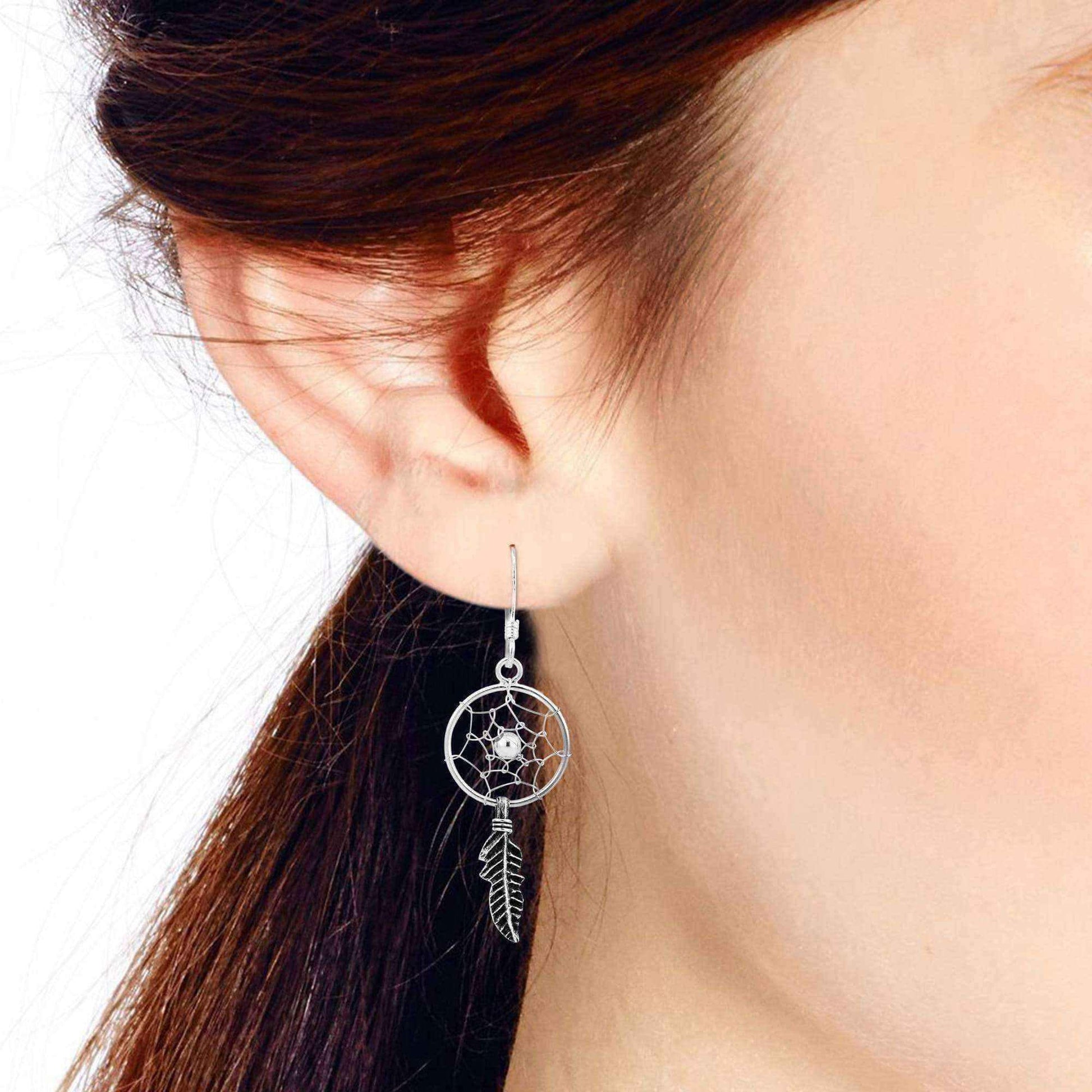 Native American Dream Catcher .925 Silver Dangle Earrings (Thailand) UK