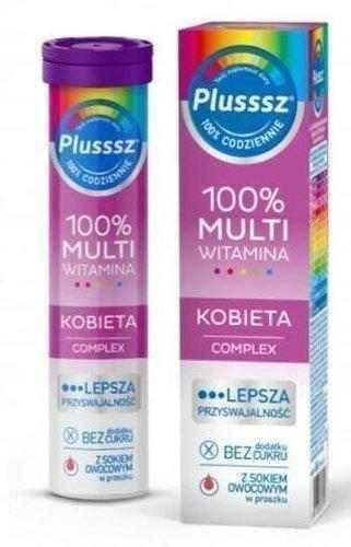 Plusssz 100% Multivitamin Female Complex x 20 effervescent tablets UK