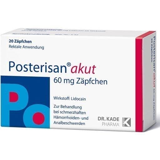 POSTERISAN Acute lidocaine suppository UK