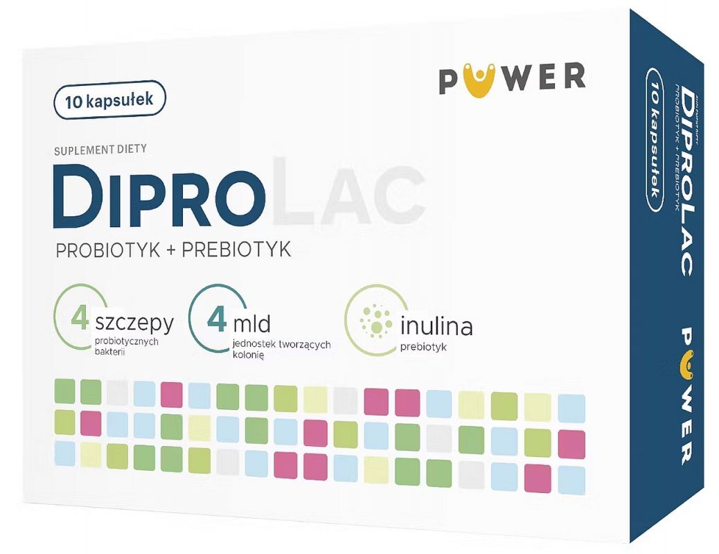 probiotic bacteria and the prebiotic inulin, DiproLac powder 10 capsules