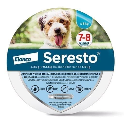 Seresto dog collar 1.25g + 0.56g Trichodectes canis, Ehrlichiosis up to 8kg UK