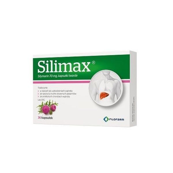silymarin (Silymarin), Silimax 0.07 g 36 capsules
