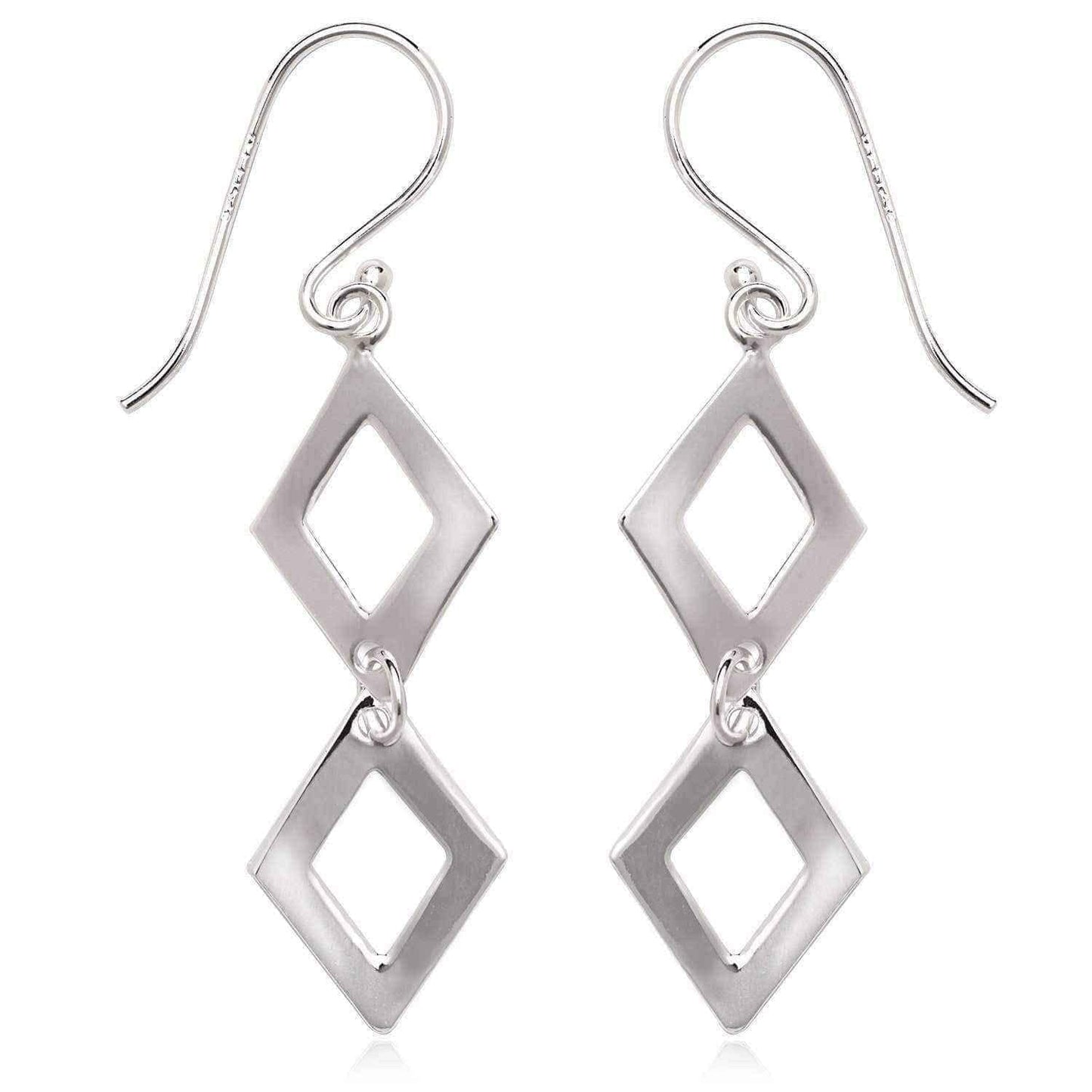 Sterling Silver Double Square Dangle Earrings UK