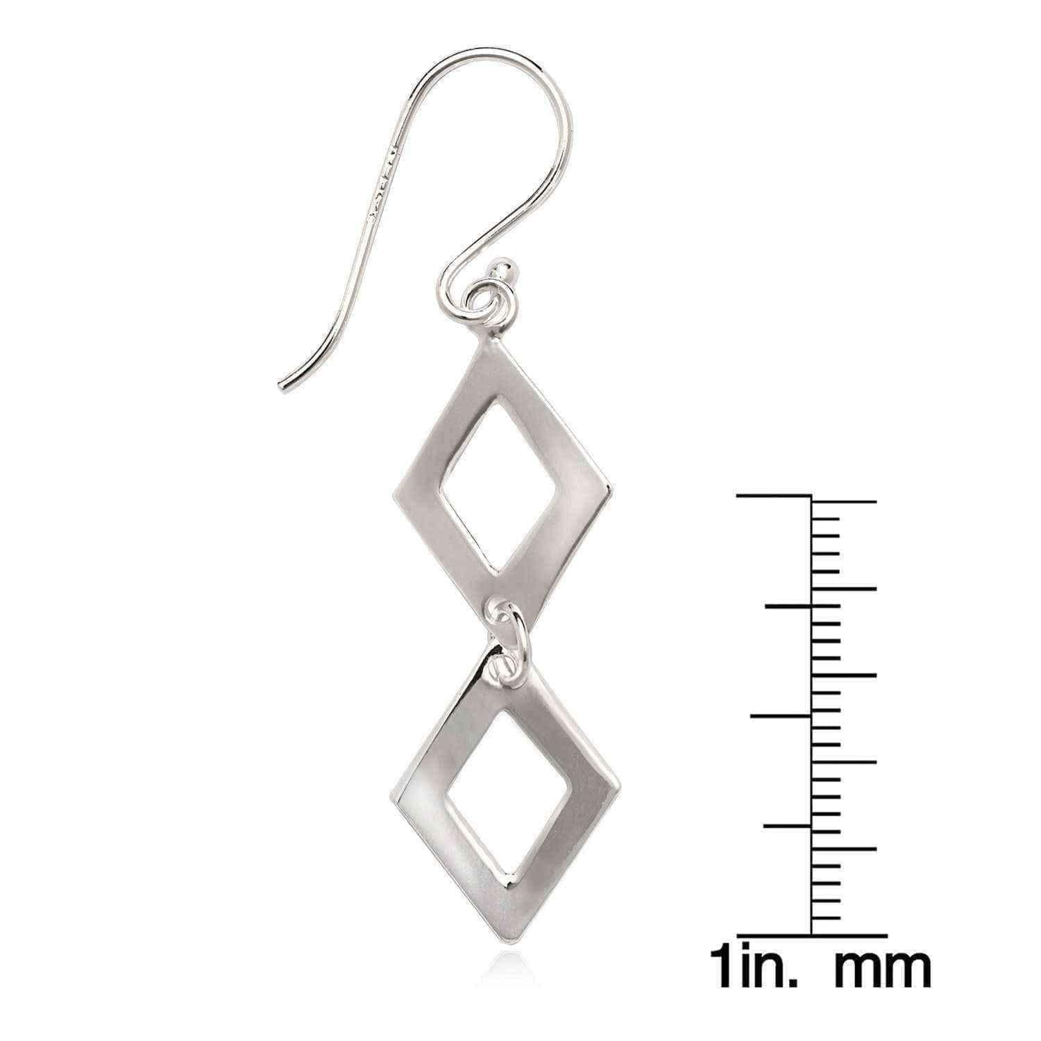 Sterling Silver Double Square Dangle Earrings UK