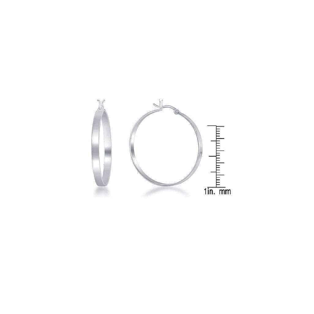 Sterling Silver Italian High Polished 4MM X 35MM Hoop Earring UK