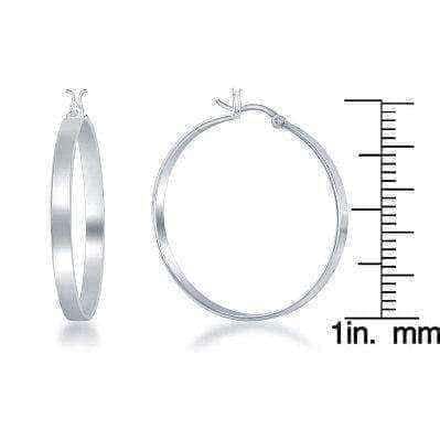 Sterling Silver Italian High Polished 4MM X 35MM Hoop Earring UK