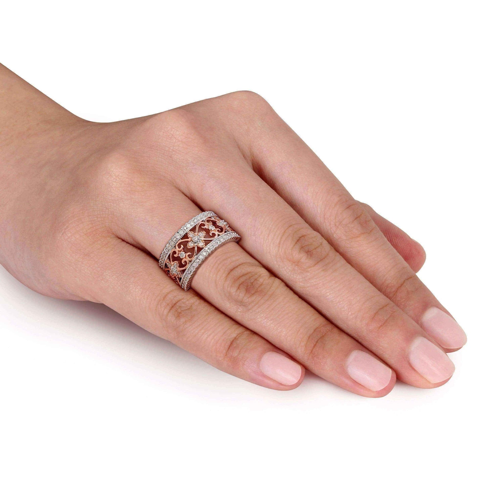Vintage silver rings - 1/4ct TDW Diamond Ring - Size 8 UK