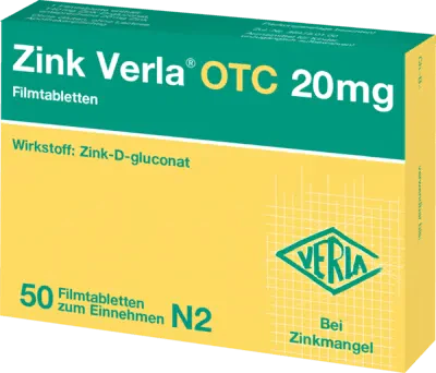 Zinc d-gluconate, ZINC VERLA OTC 20 mg film-coated tablets UK