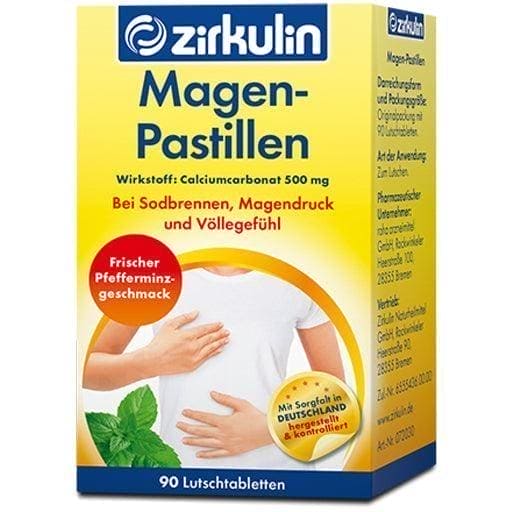 ZIRKULIN calcium carbonate stomach lozenges UK