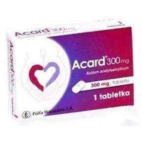 Acard 300mg x 10 tablets, risk of myocardial infarction UK
